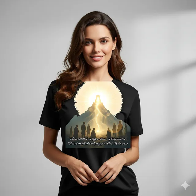 Refuge in Him — Psalm 2:12 Christian t-shirt design