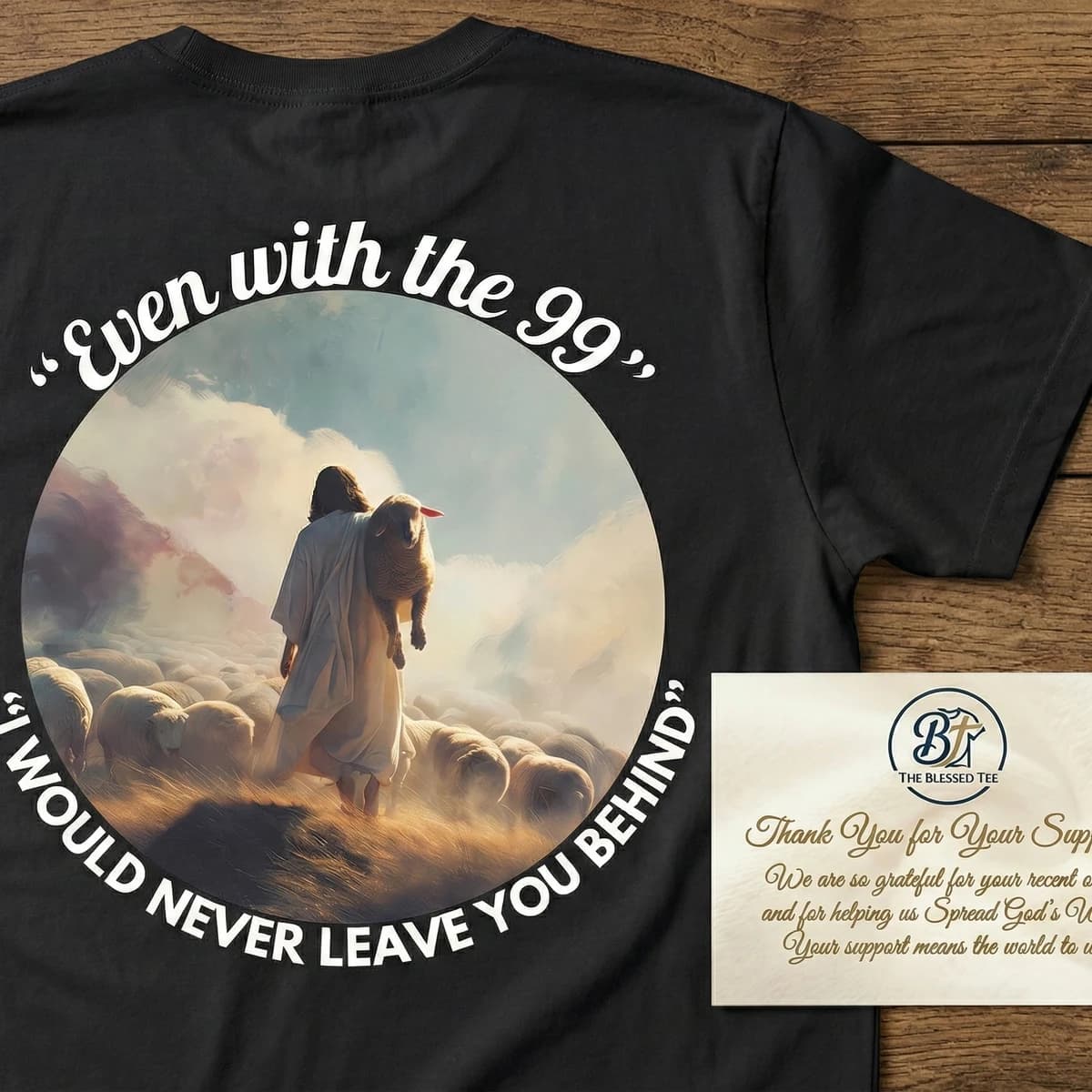 Even With the 99 — Luke 15:4 Christian t-shirt design (English, Black)