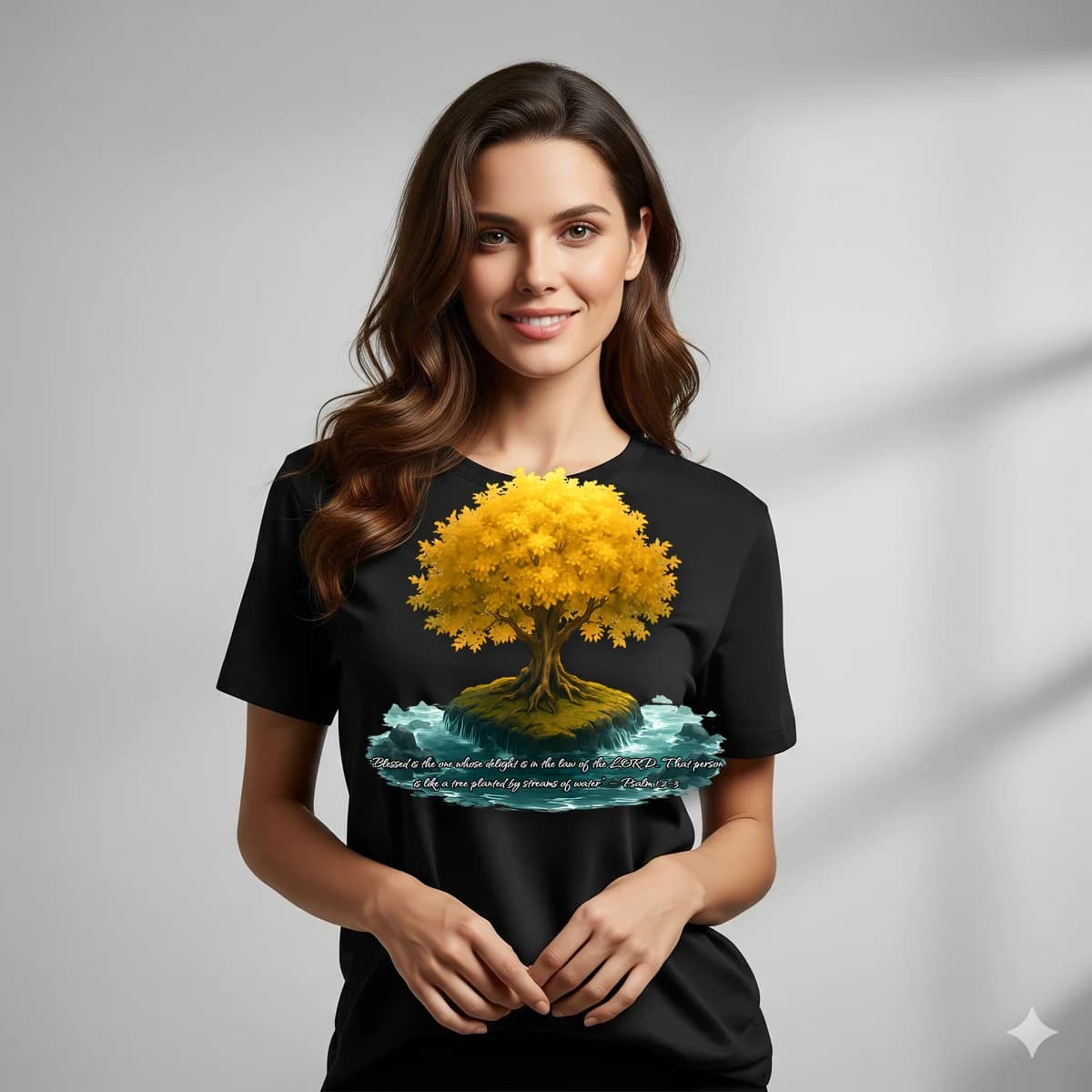 Like a Tree Planted — Psalm 1:3 Christian t-shirt design (English, Black)
