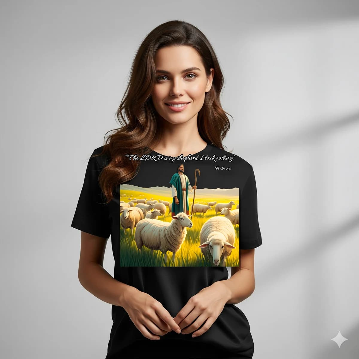 The Lord Is My Shepherd — Psalm 23:1 Christian t-shirt design (English, Black)